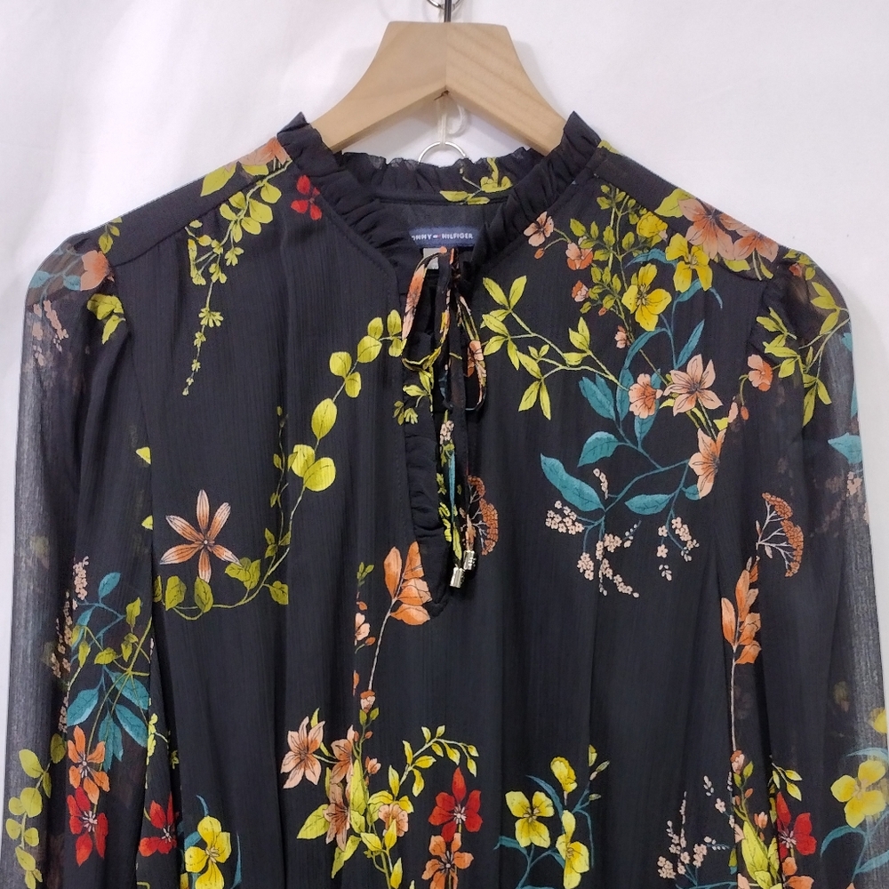 Tommy Hilfiger Floral Dress Women's 12 Multicolor Artsy Cottagecore Peasant - Picture 2 of 10
